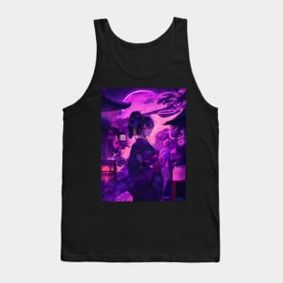 Purple neon Japanese girl Tank Top